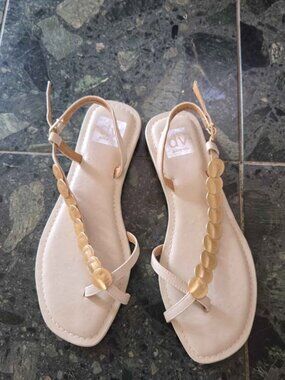 DV by Dolce Vita Gold Coin Strappy Sandals - Size 8.5
